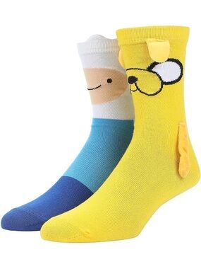 Adventure Time Crew Socks with Finn and Jake holding hands magnetic bestie